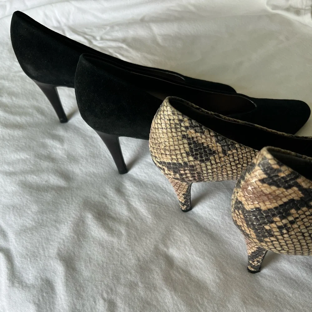 J.Renee Black Suede and Snake Print High Heels - Picture 3 of 7